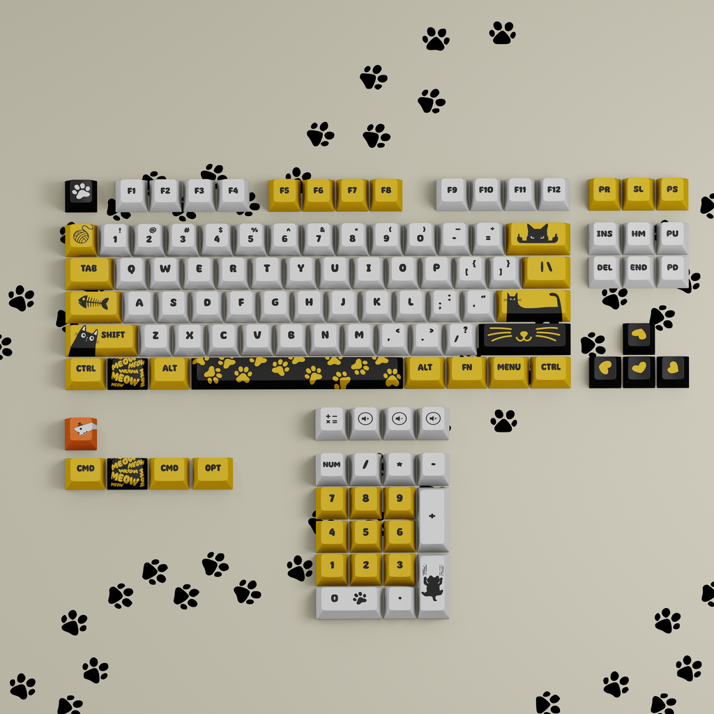 Meow Meow Keyboard - Cat keycaps set