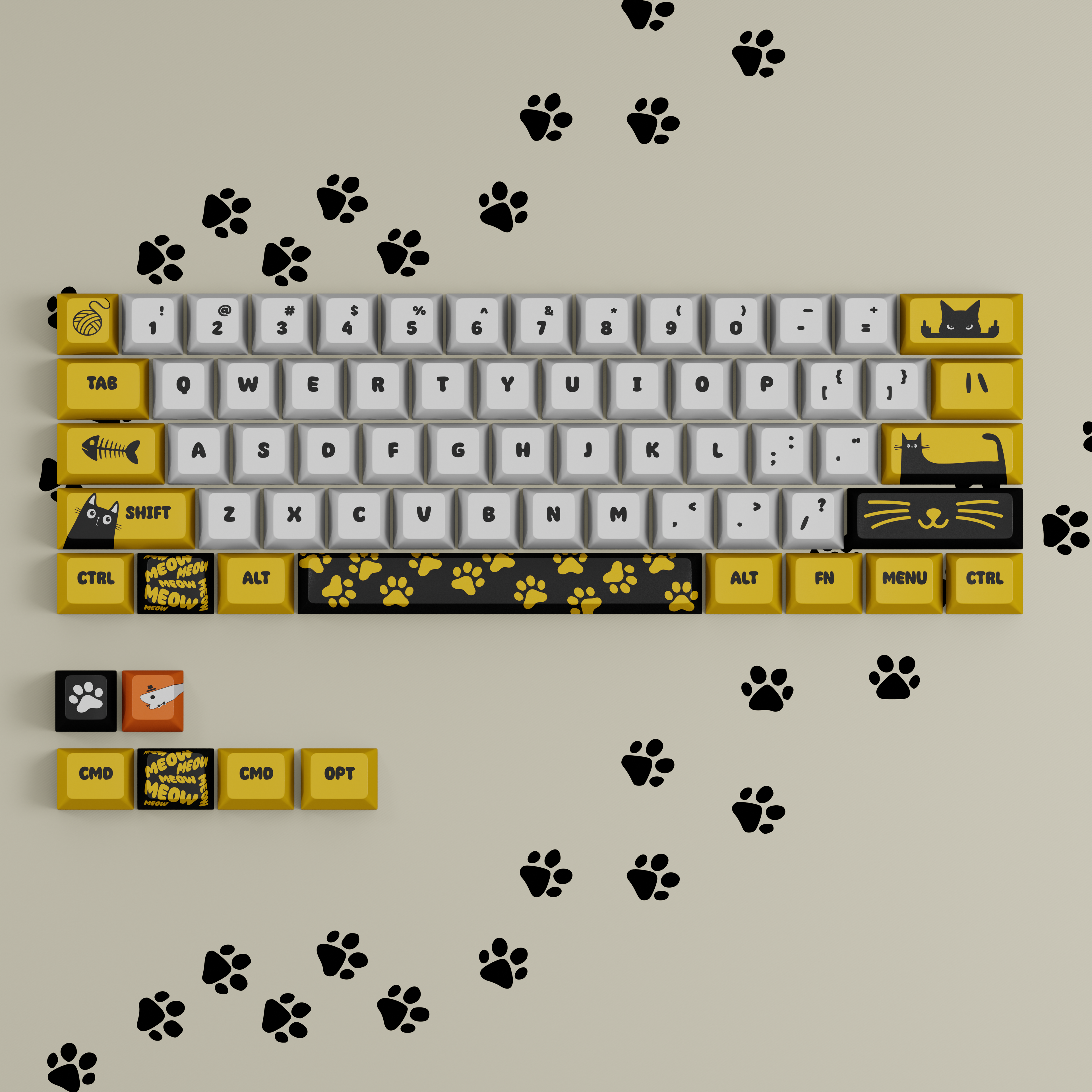 Meow Meow Keyboard - Cat keycaps set