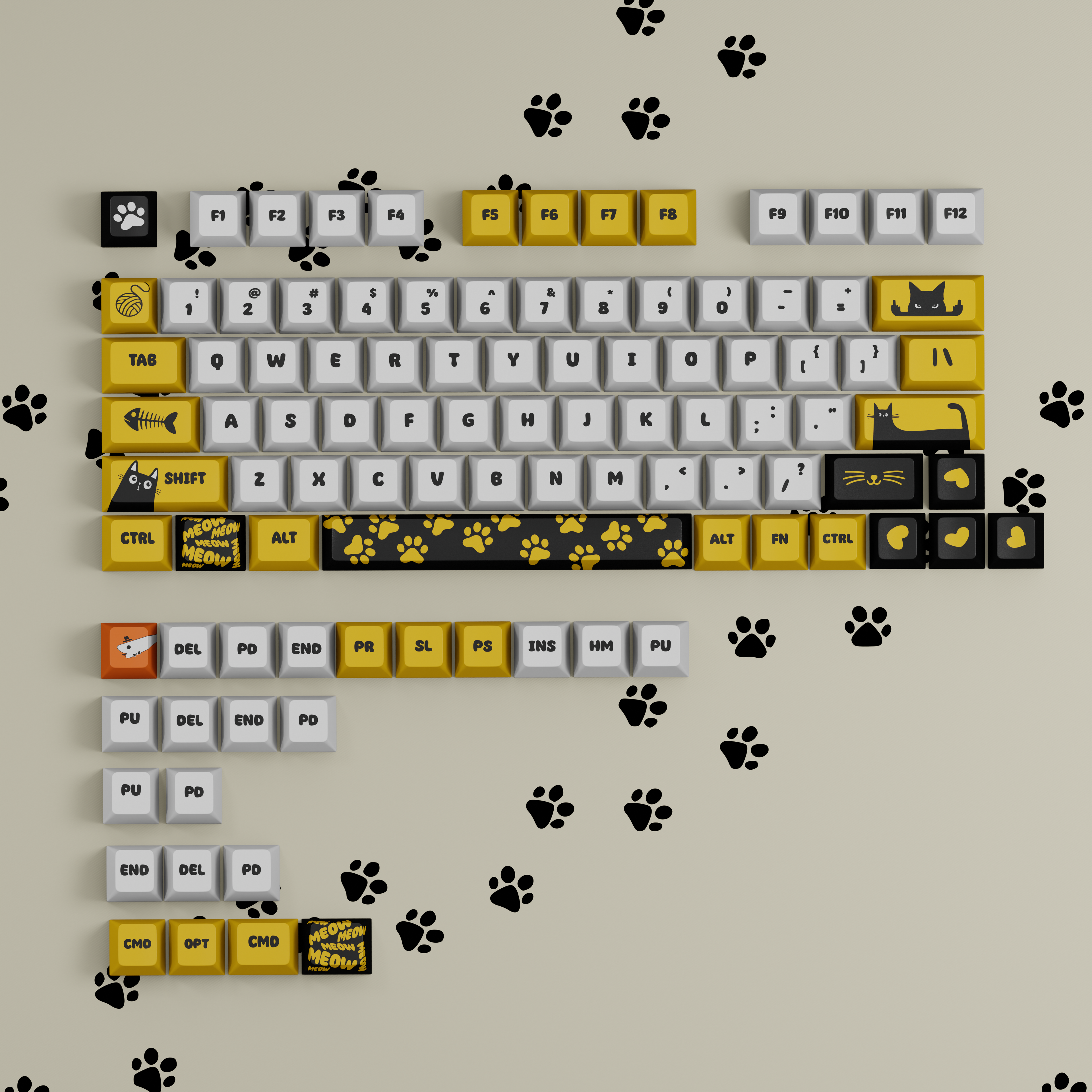 Meow Meow Keyboard - Cat keycaps set