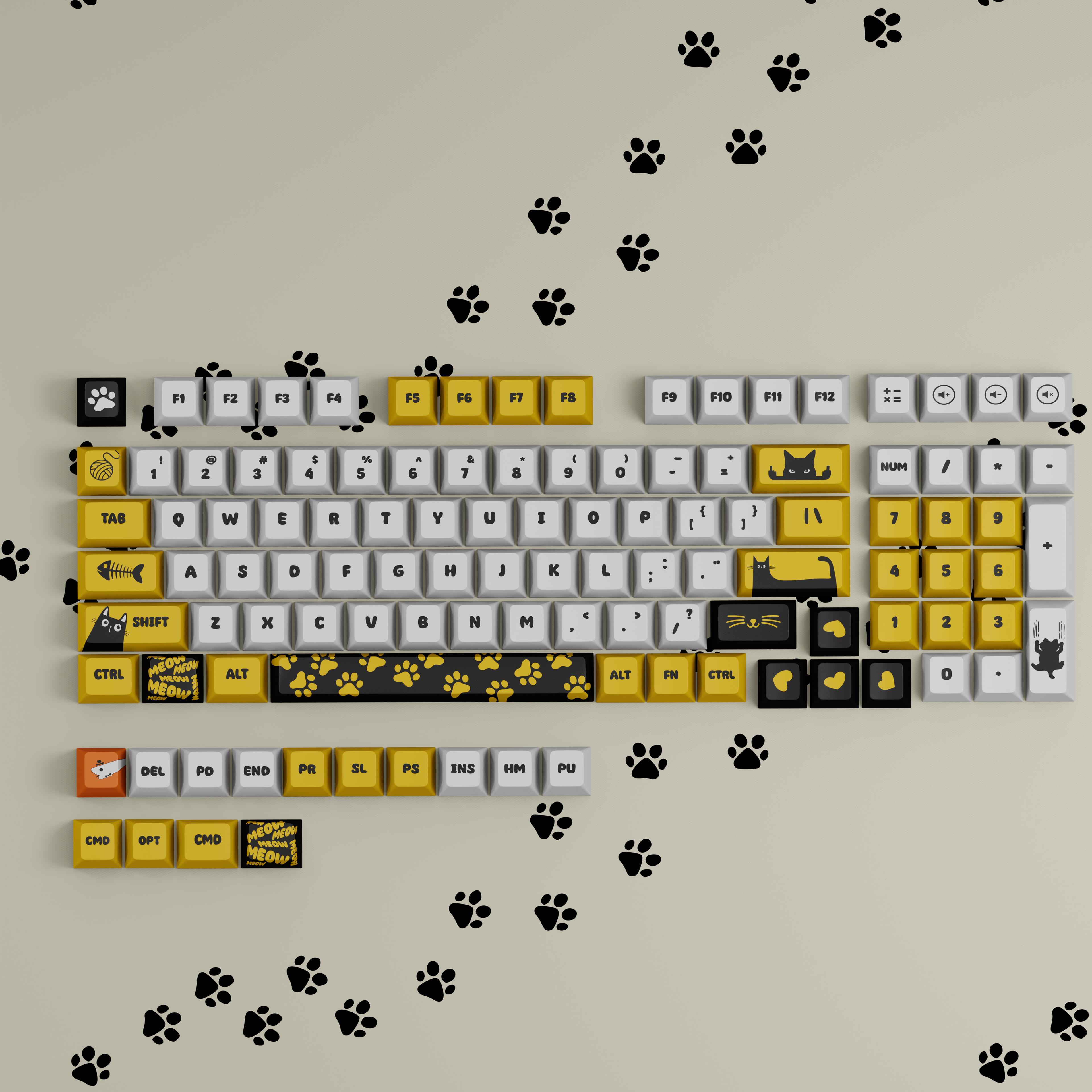 Meow Meow Keyboard - Cat keycaps set