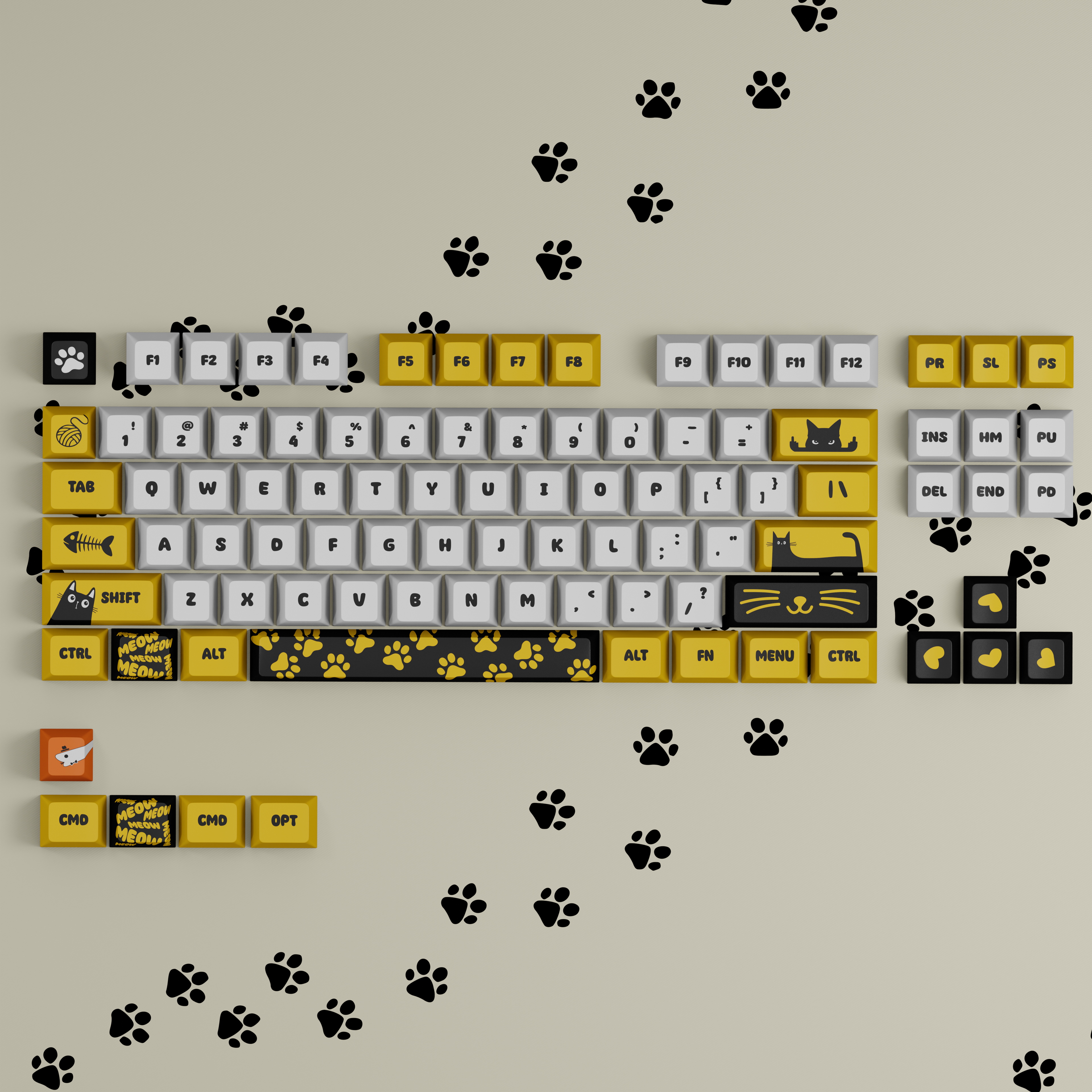 Meow Meow Keyboard - Cat keycaps set