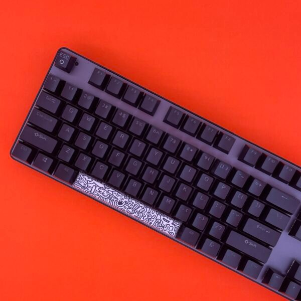 Black & White Doodle SpaceBar | Custom PBT keycaps for Mechanical keyboard | 6.25u OEM-Profile - Image 4