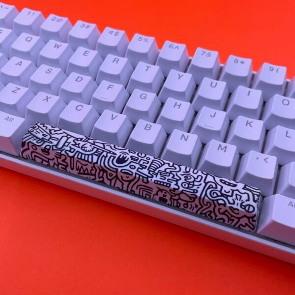 Black & White Doodle SpaceBar | Custom PBT keycaps for Mechanical keyboard | 6.25u OEM-Profile - Image 2
